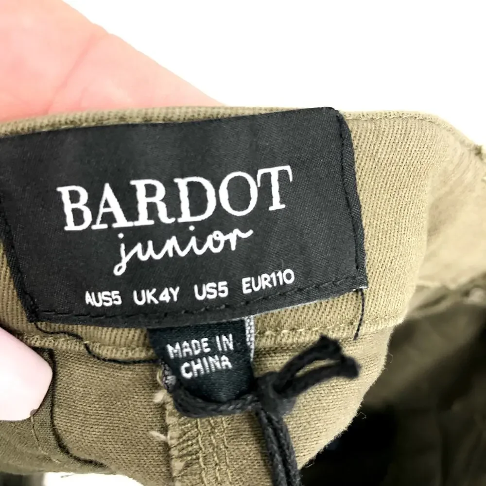 BARDOT JUNIOR Girl's Zadie Cargo Skirt Size 5 Green Khaki Belted Stretch NWT